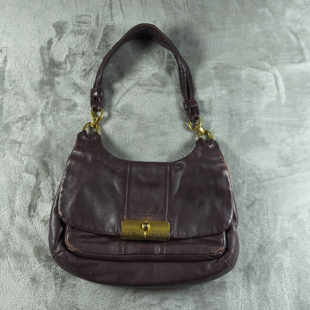 Vintage Coach Shoulder Bag Womens Red Leather Soho Flap Brass Turnlock Purse Y2K